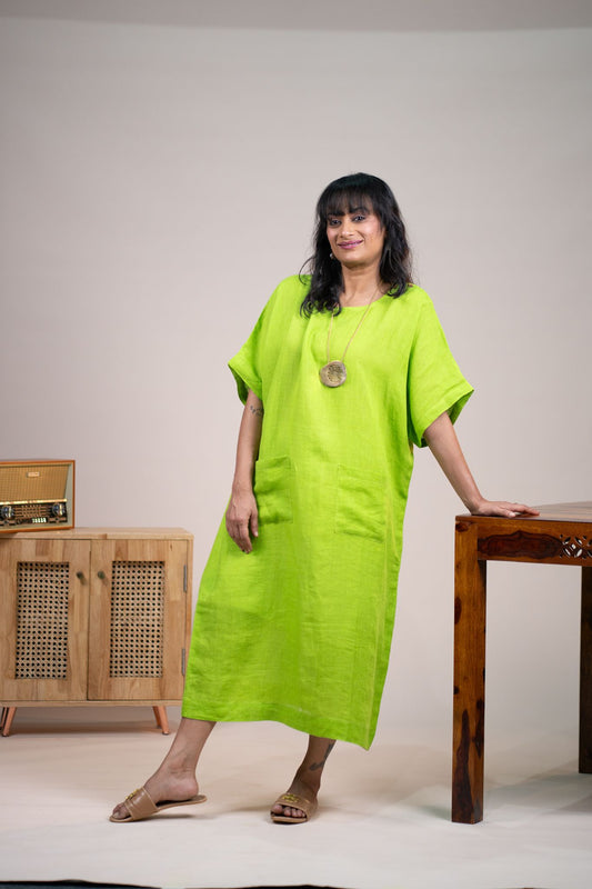 Lime green linen kaftan