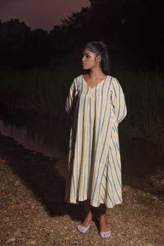 Stripes relaxed fit dress Handwoven Cotton