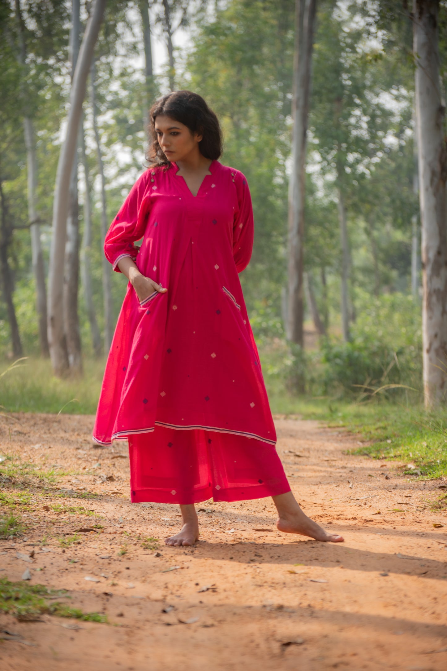 Rani pink jamdani co ord set