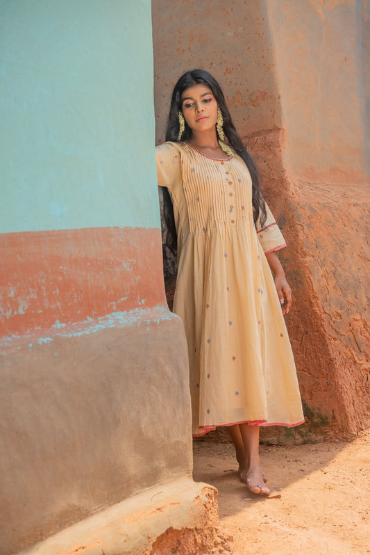 Champa Pleated Jamdani Dress