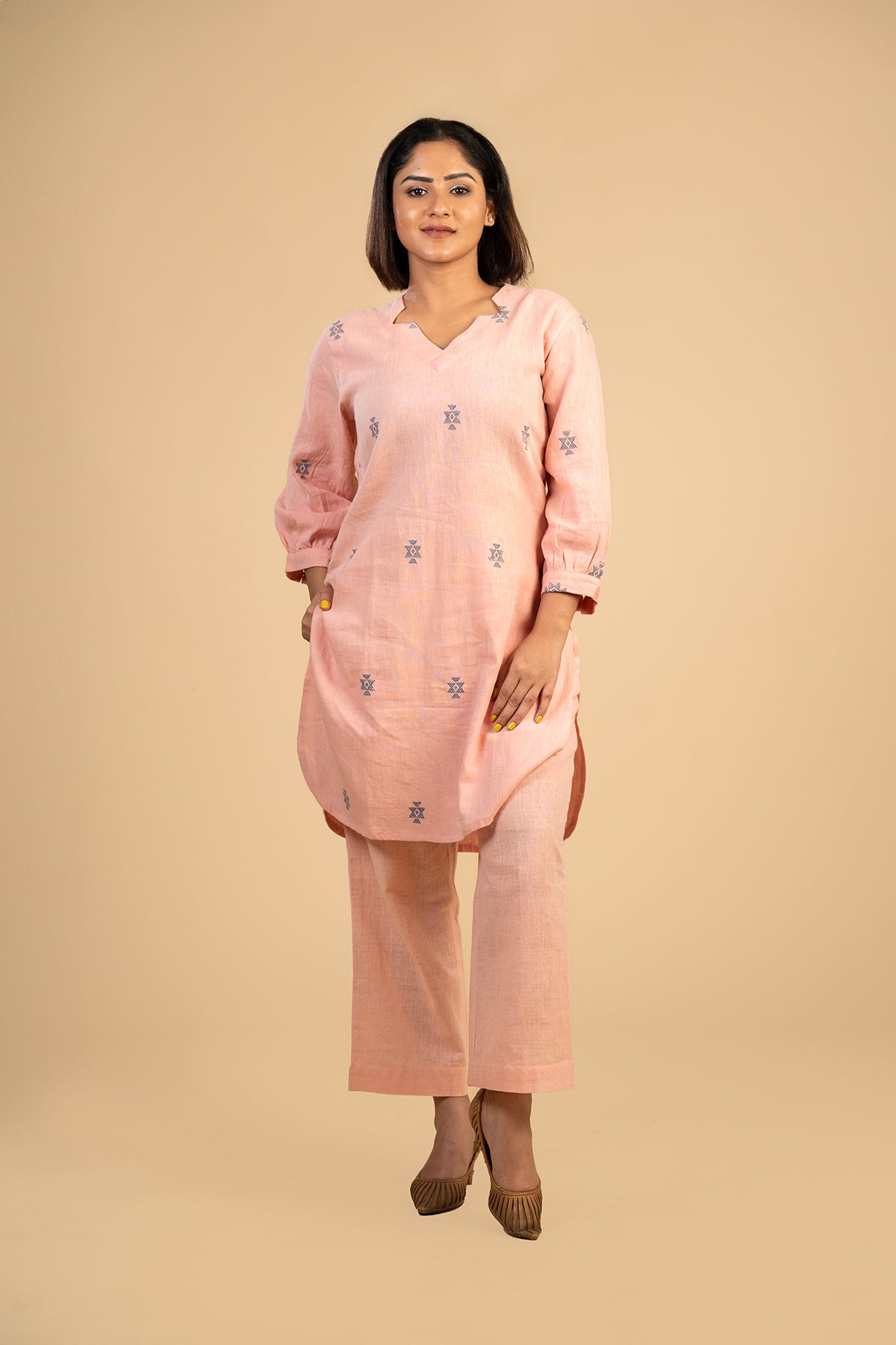 Blush Pink Chowmukh co-ord set