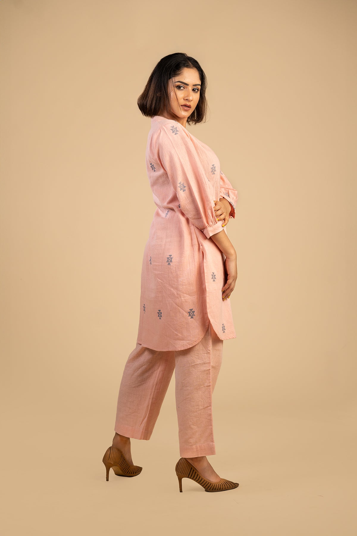 Blush Pink Chowmukh co-ord set
