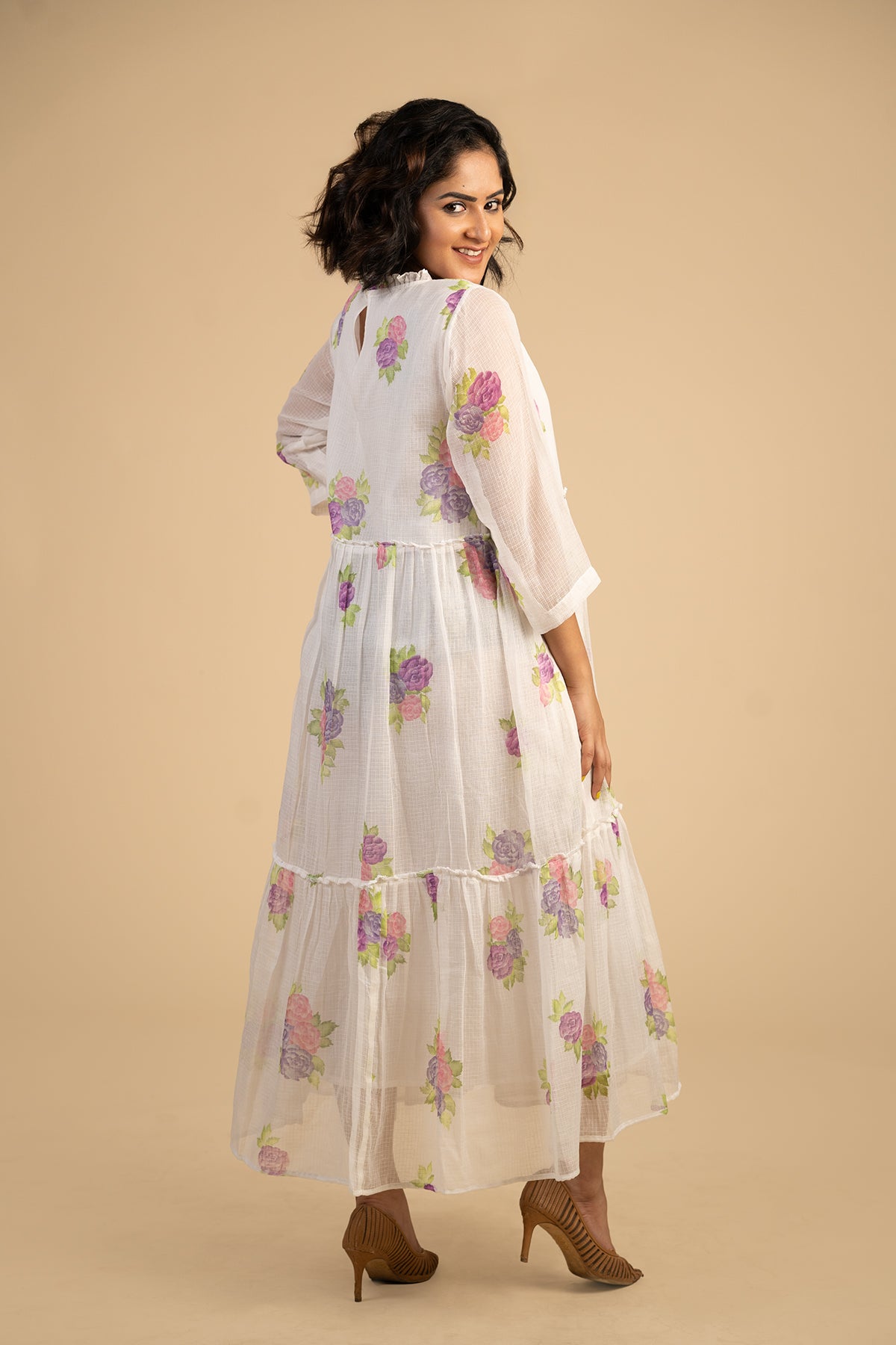 Rose printed kota Doria dress