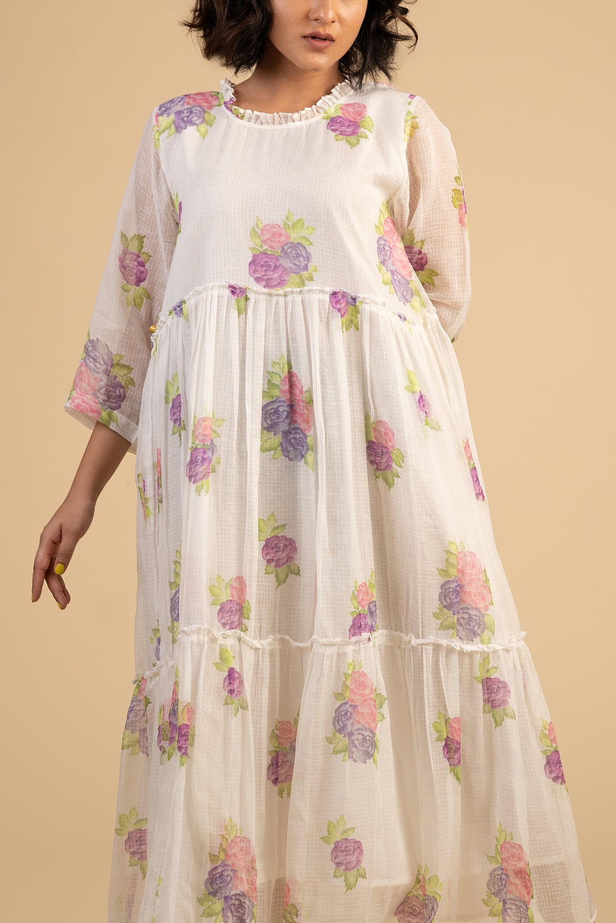 Rose printed kota Doria dress