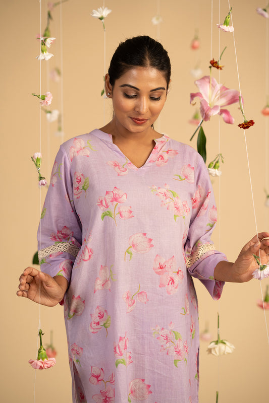 Lavender Bougainville Kurta Set
