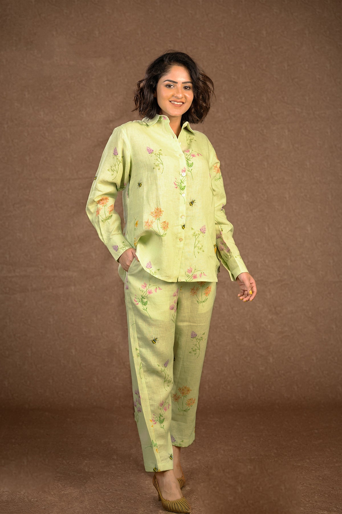 Sage green honey bee pants