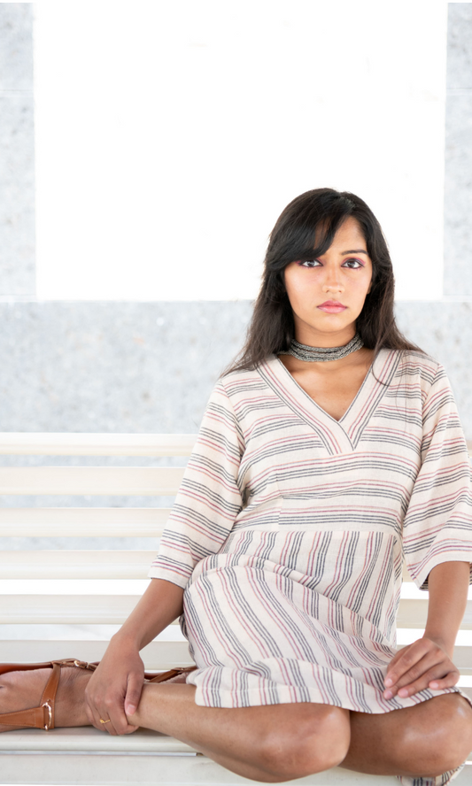 Kotpad Overlap V Neck Shift Dress