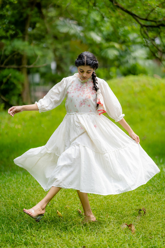 Madeeha Hand Painted Ruffle Dress