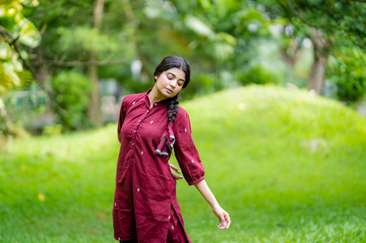Maroon With Ivory Buta Co-Ord