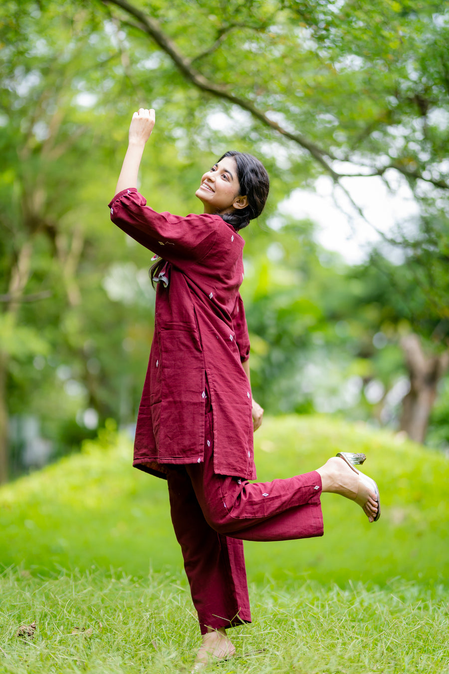Maroon With Ivory Buta Co-Ord