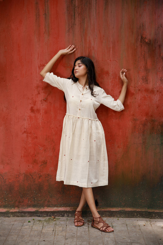 Kotpad Ivory Ruffle Dress