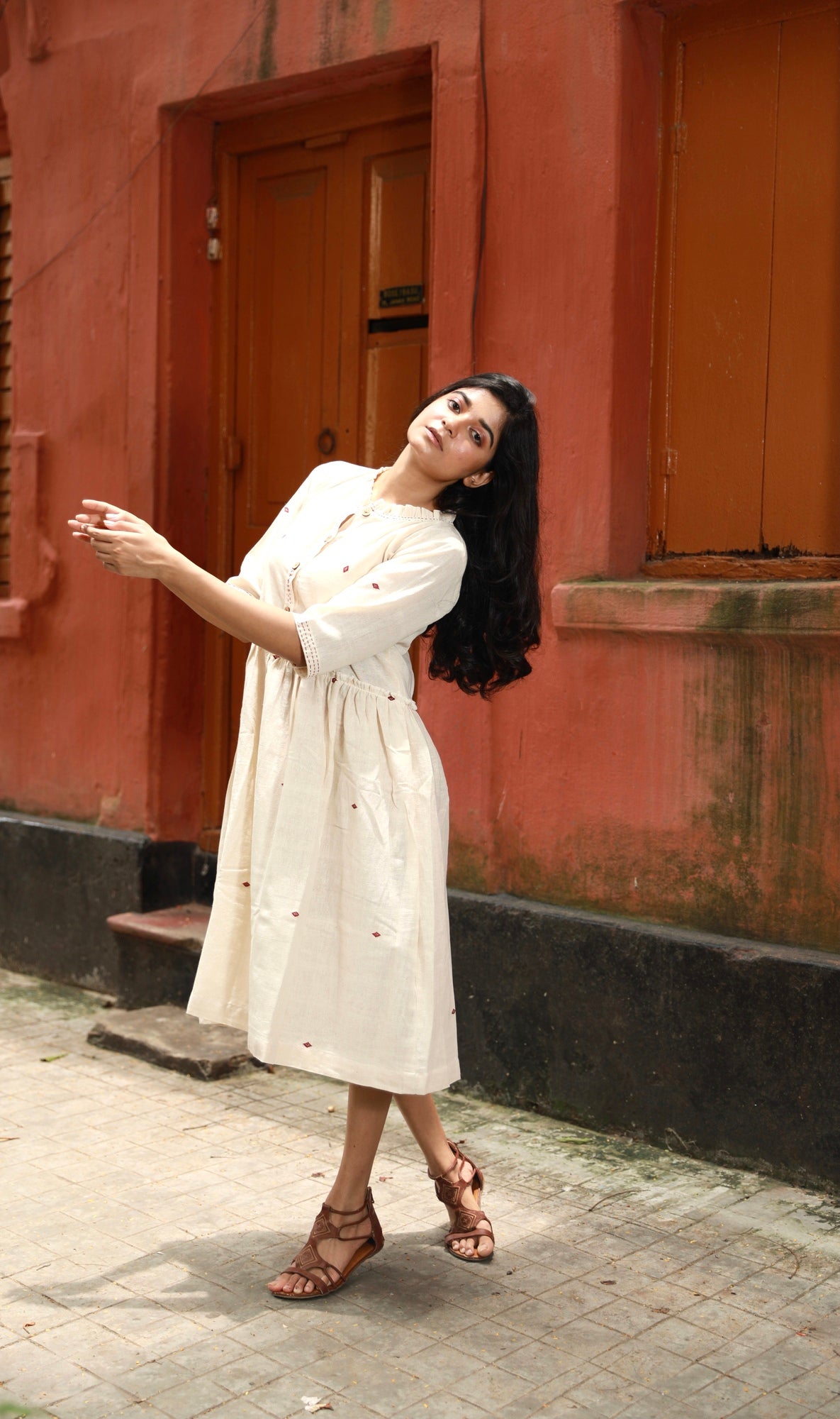 Kotpad Ivory Ruffle Dress