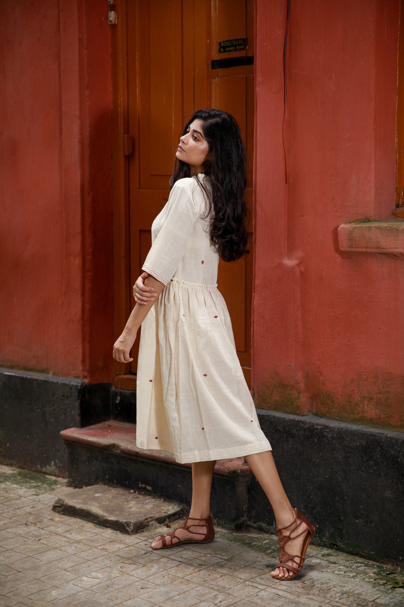 Kotpad Ivory Ruffle Dress