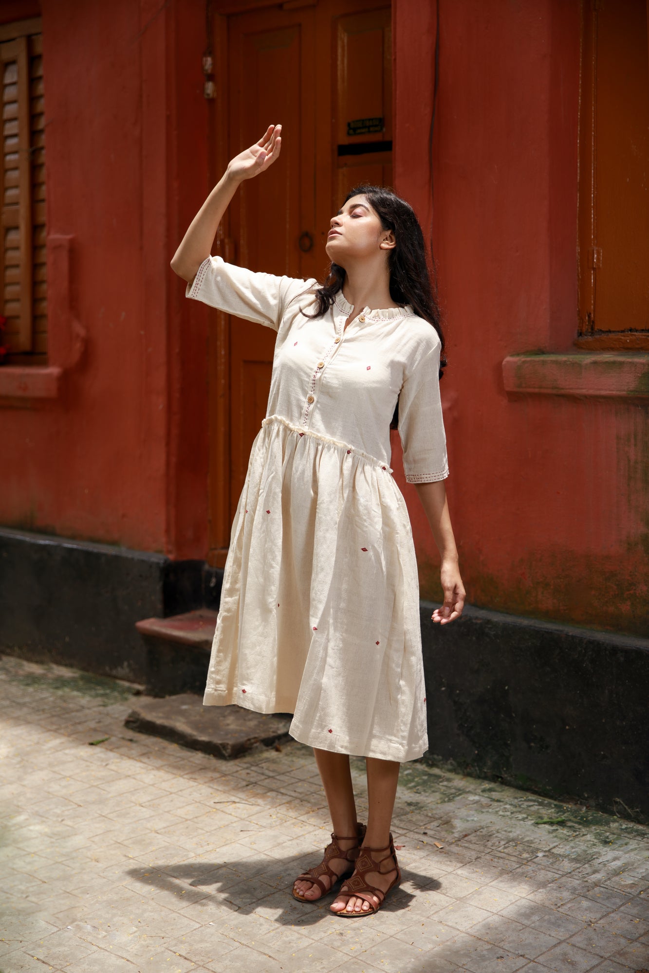 Kotpad Ivory Ruffle Dress