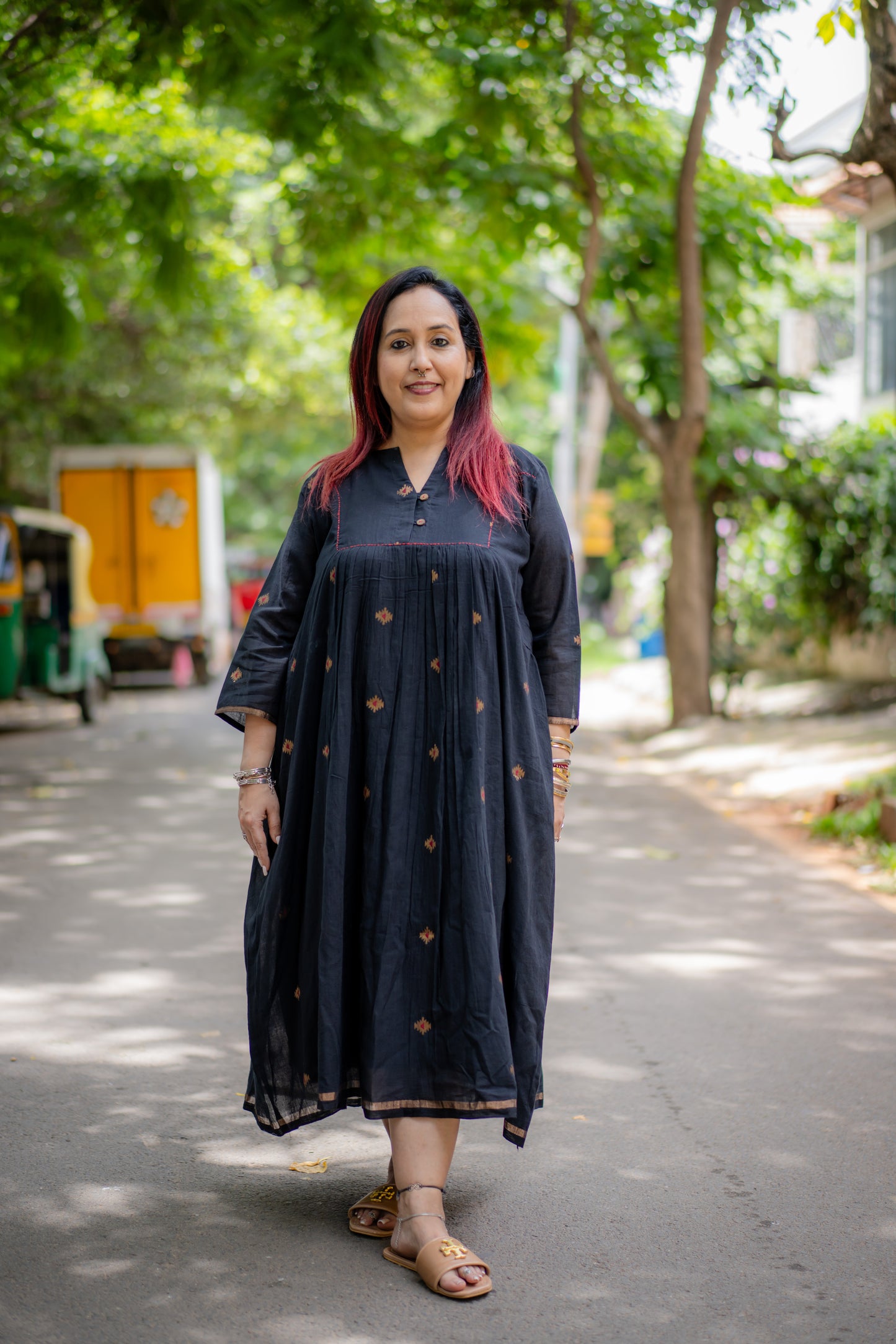 Black Zari buta Jamdani Dress
