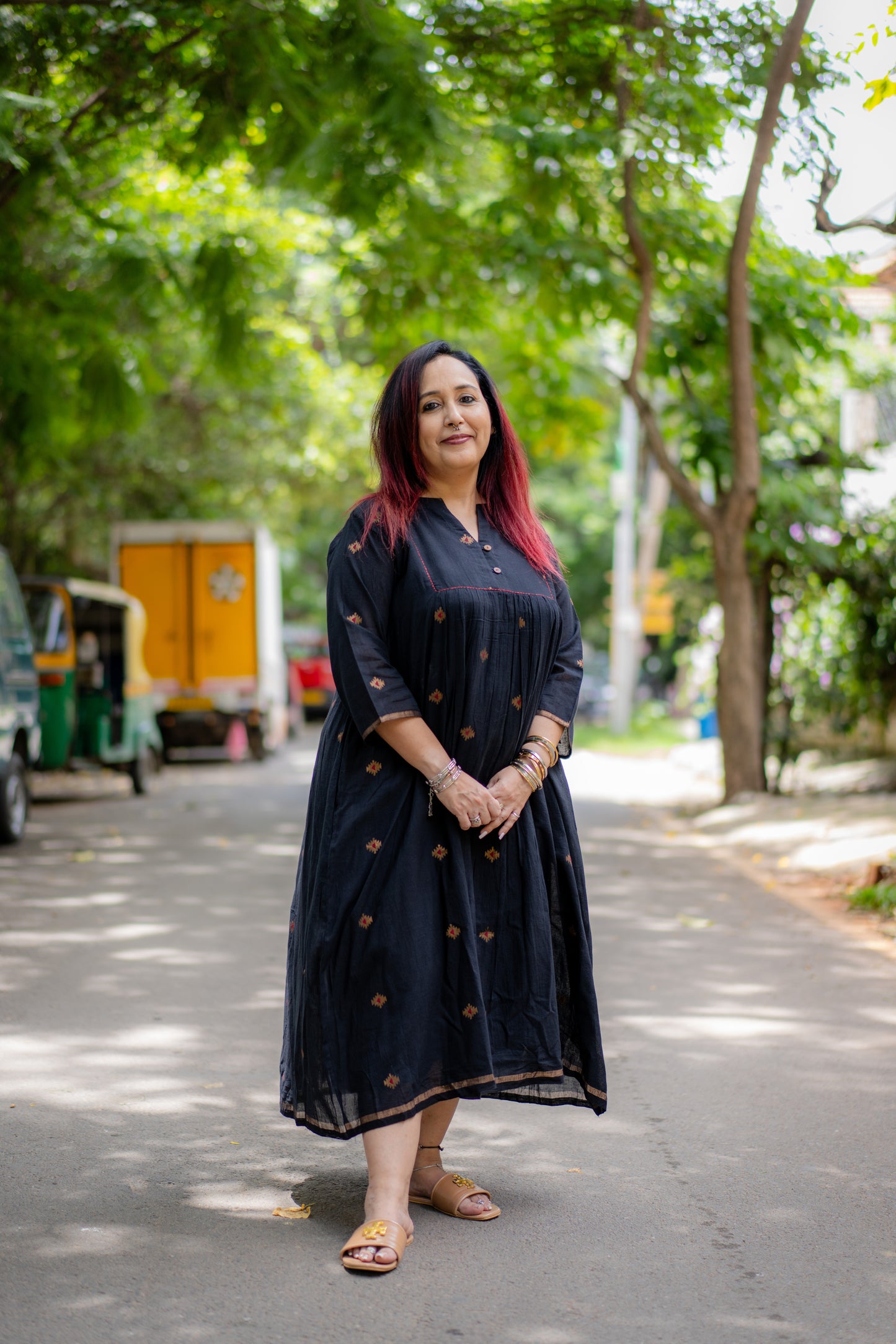 Black Zari buta Jamdani Dress