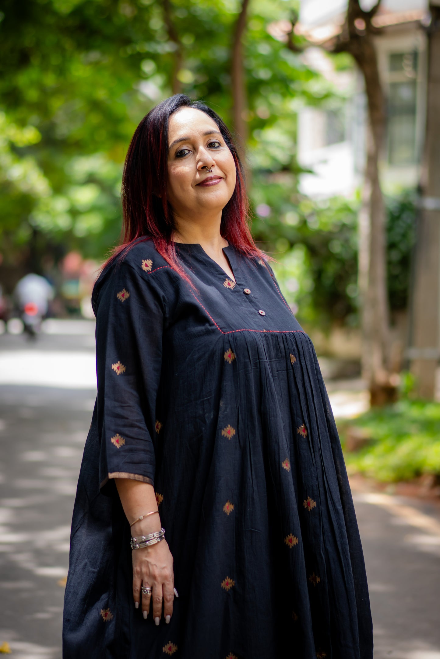 Black Zari buta Jamdani Dress