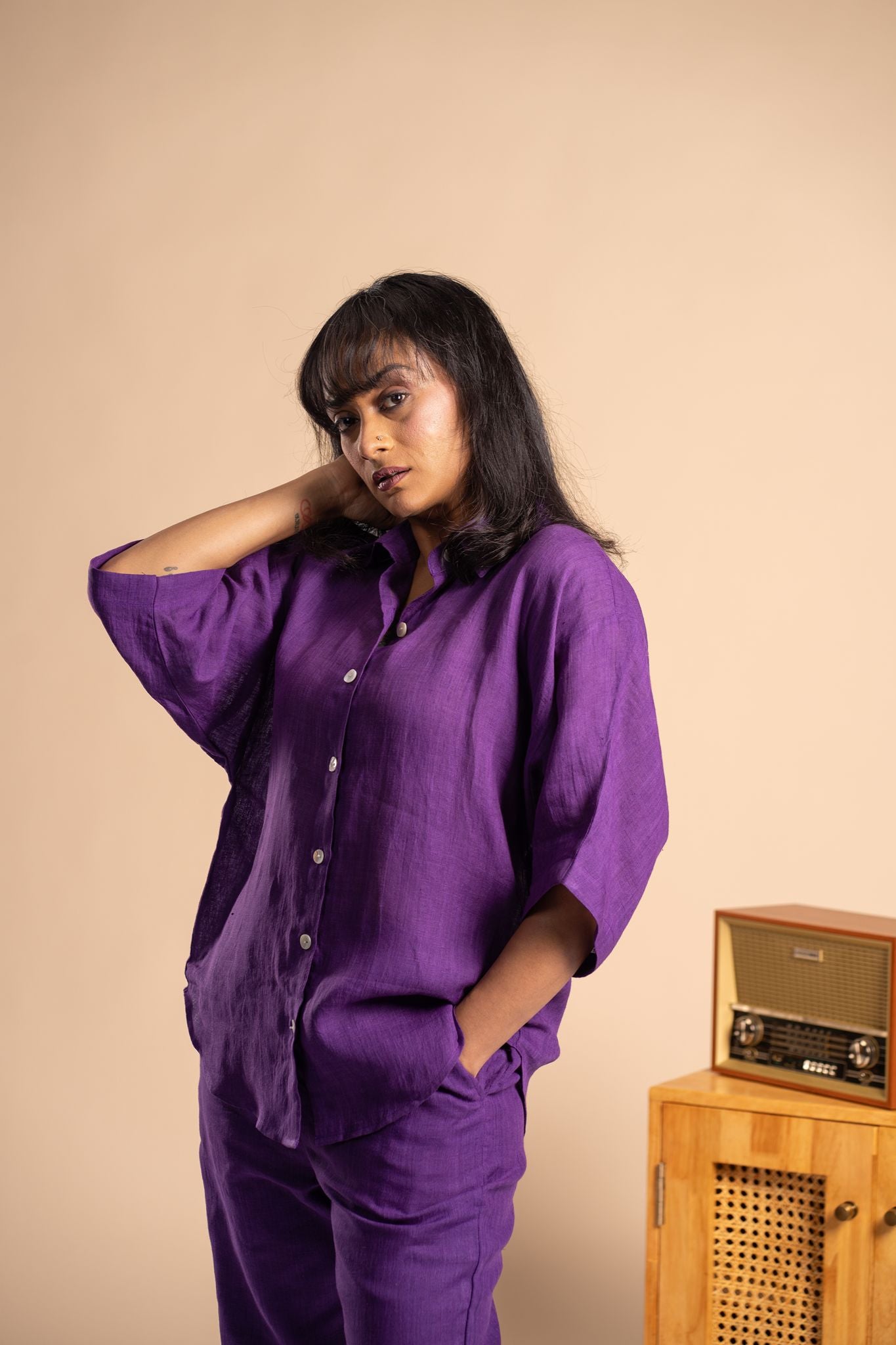 Aubergine Linen co ord set