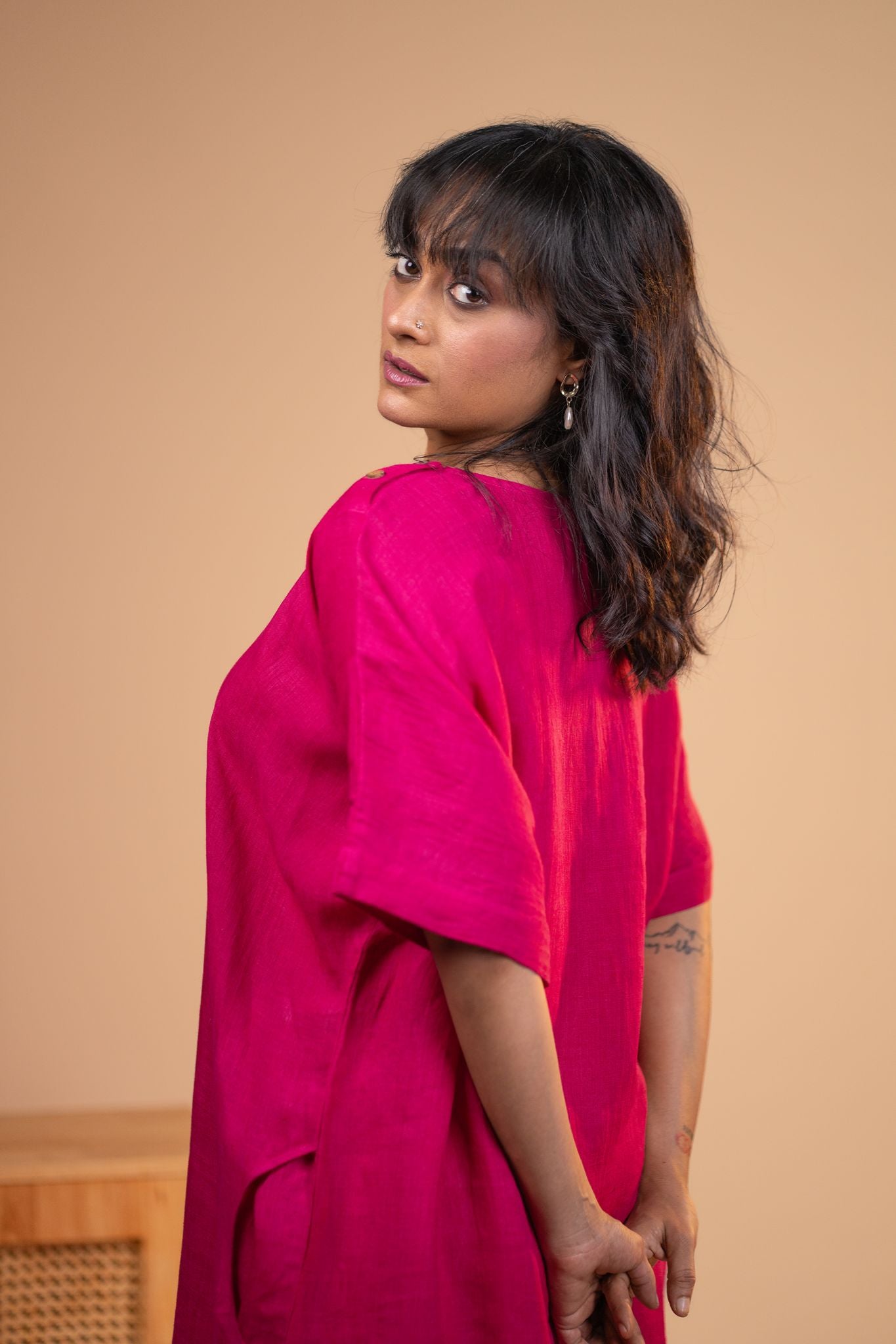 Fuschia Pink linen kaftan