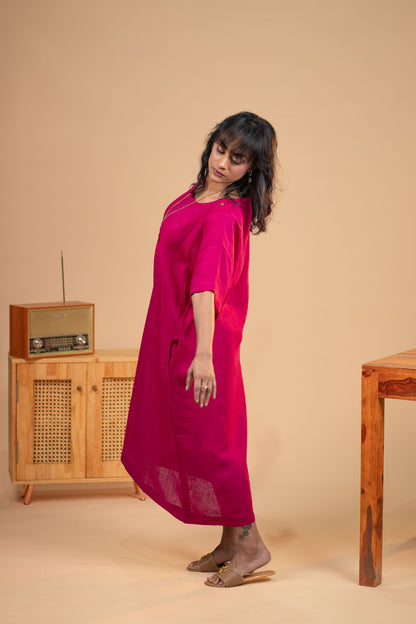 Fuschia Pink linen kaftan