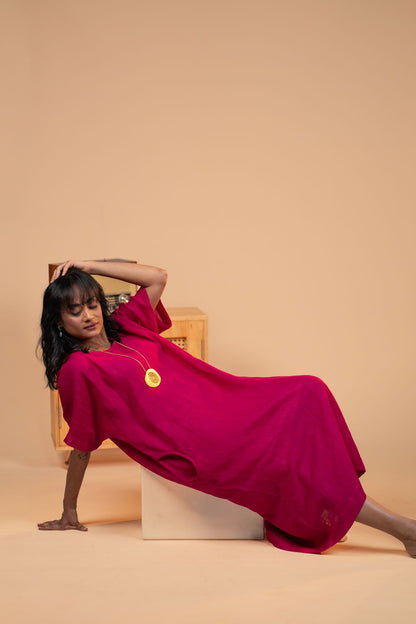 Fuschia Pink linen kaftan