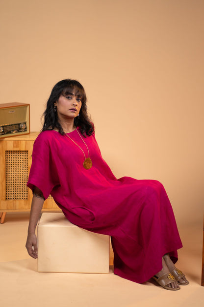 Fuschia Pink linen kaftan