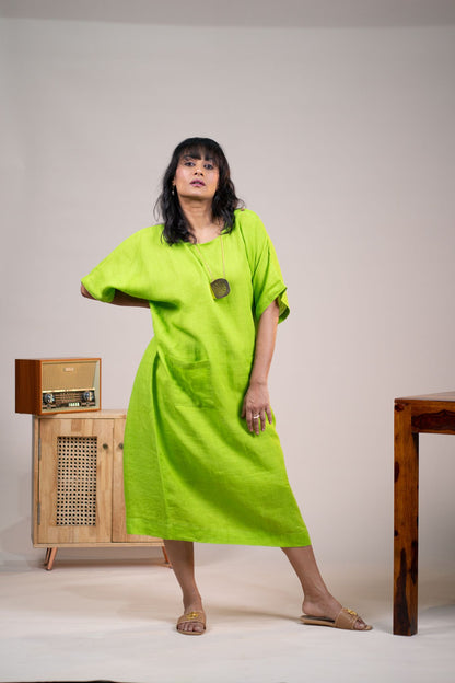 Lime green linen kaftan