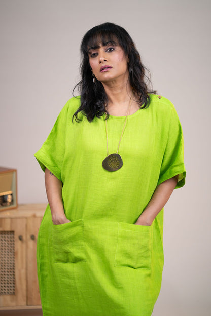 Lime green linen kaftan