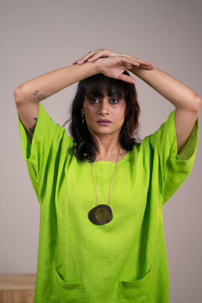 Lime green linen kaftan