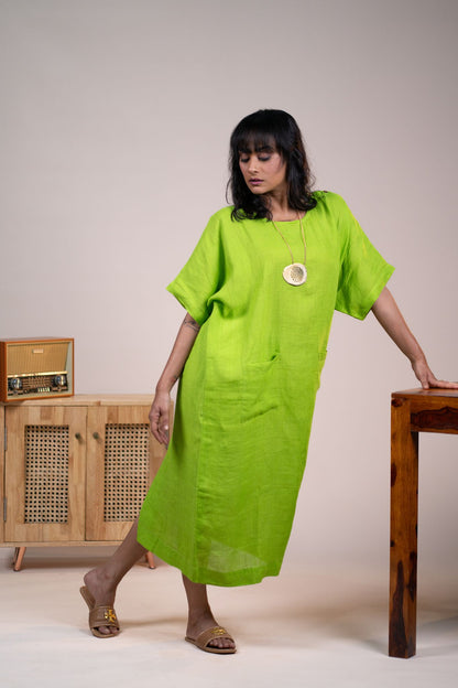 Lime green linen kaftan
