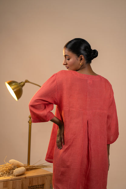 Gajri linen short kurta set