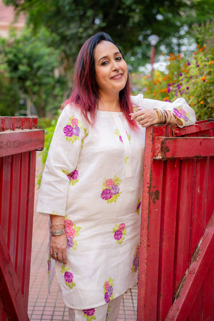 Rose Linen kurta Set