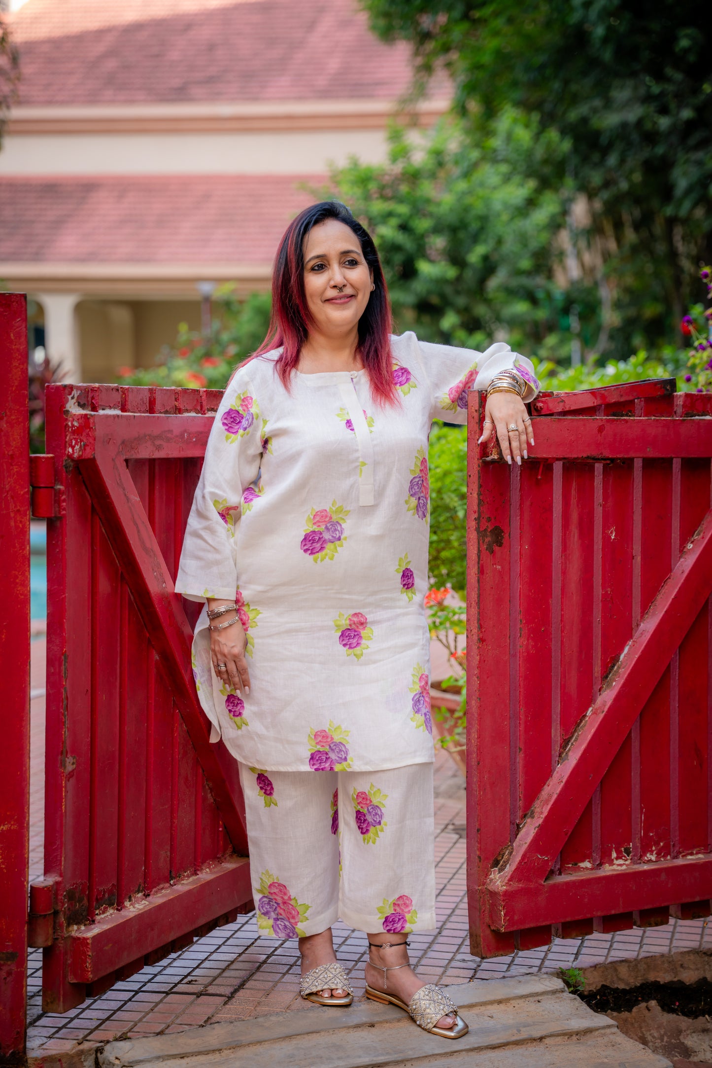 Rose Linen kurta Set