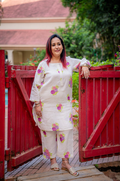Rose Linen kurta Set