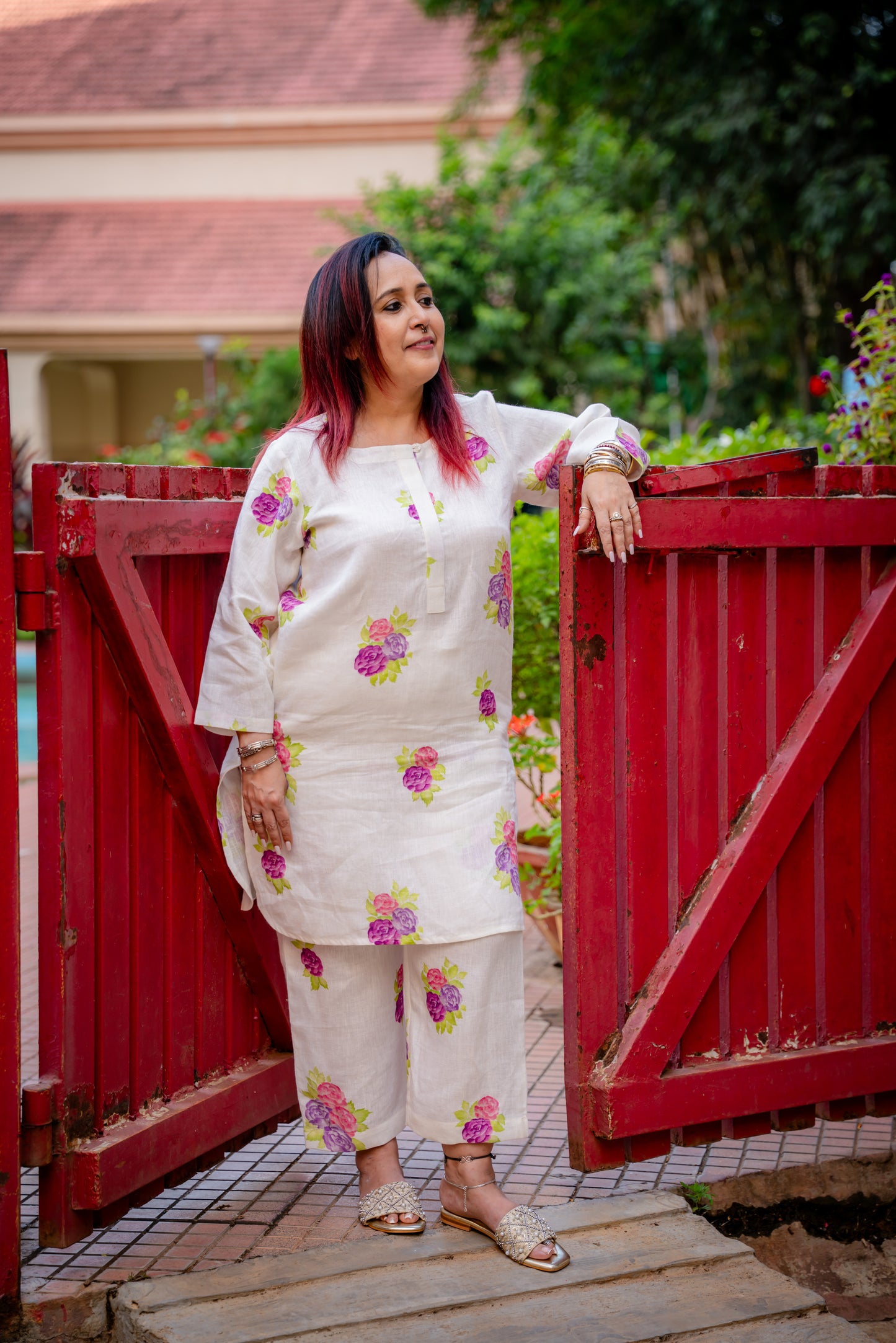 Rose Linen kurta Set