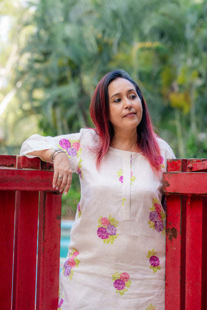 Rose Linen kurta Set