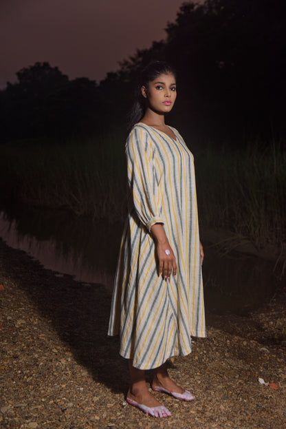 Stripes relaxed fit dress Handwoven Cotton