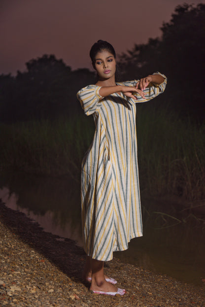Stripes relaxed fit dress Handwoven Cotton