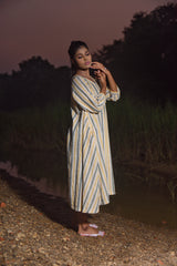 Stripes relaxed fit dress Handwoven Cotton
