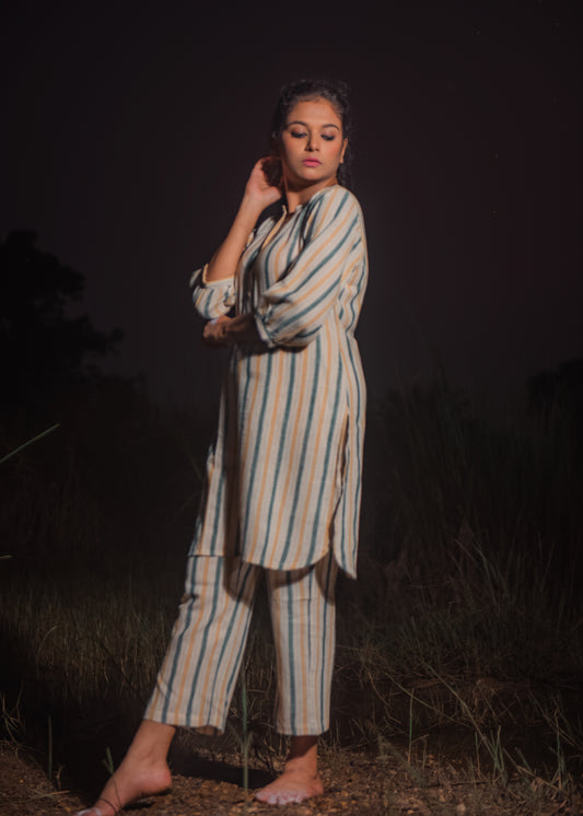 Multi colour stripes co ord set