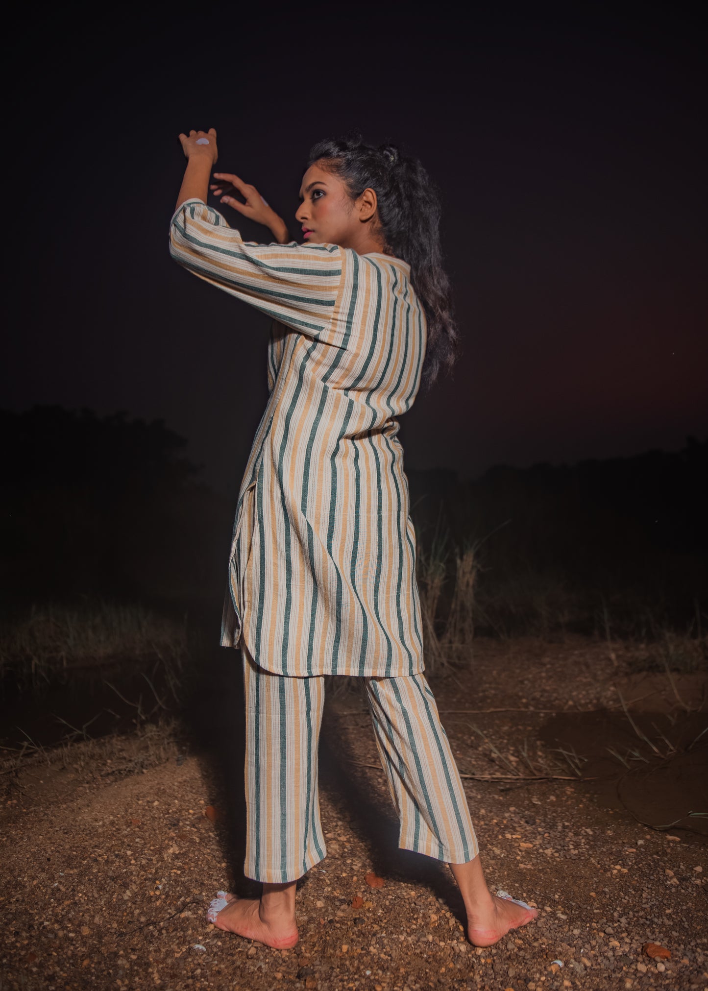 Multi colour stripes co ord set