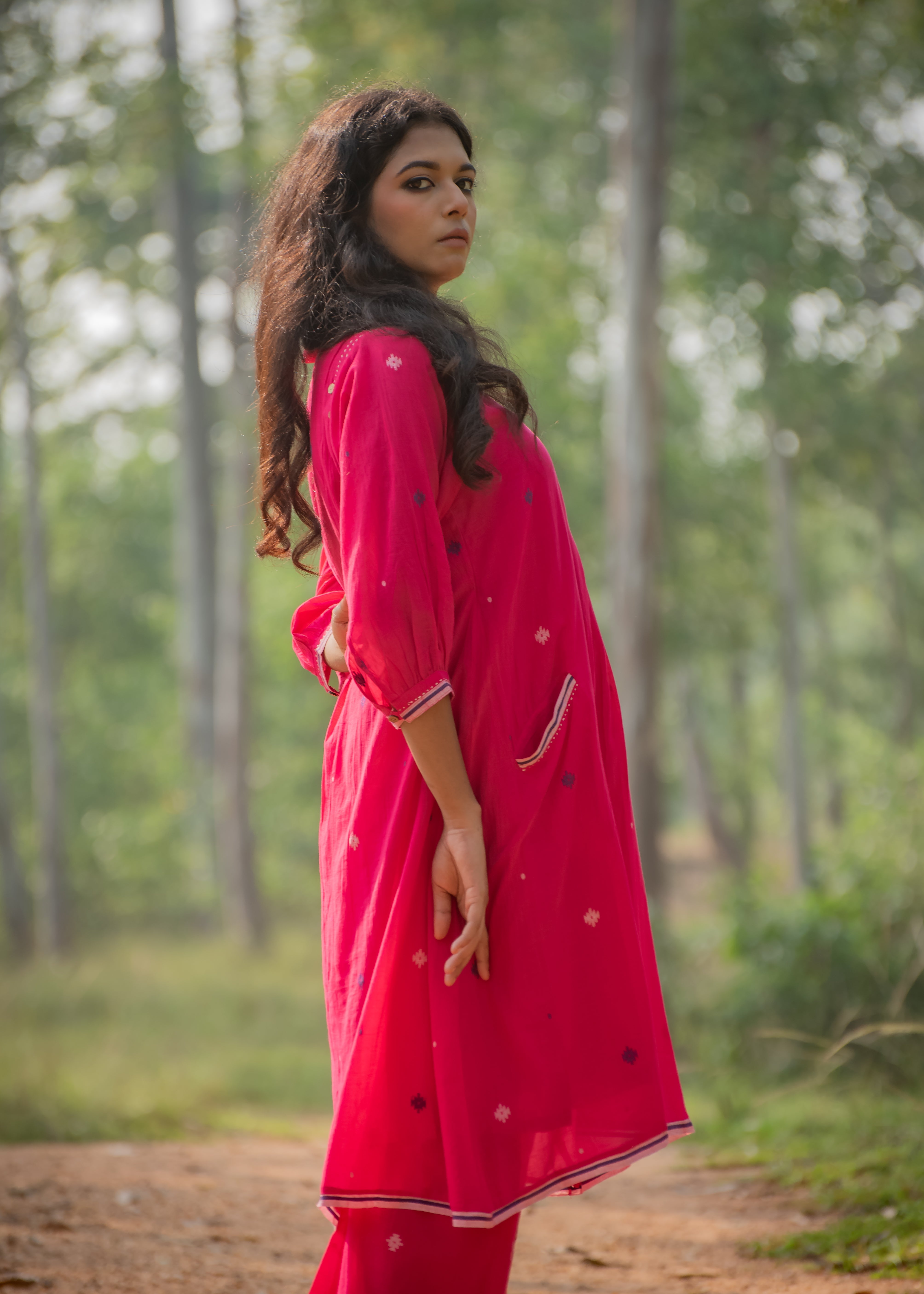 Bright Rani Pink Rani pink jamdani co ord set – AnaiYah