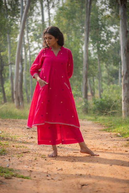 Rani pink jamdani co ord set