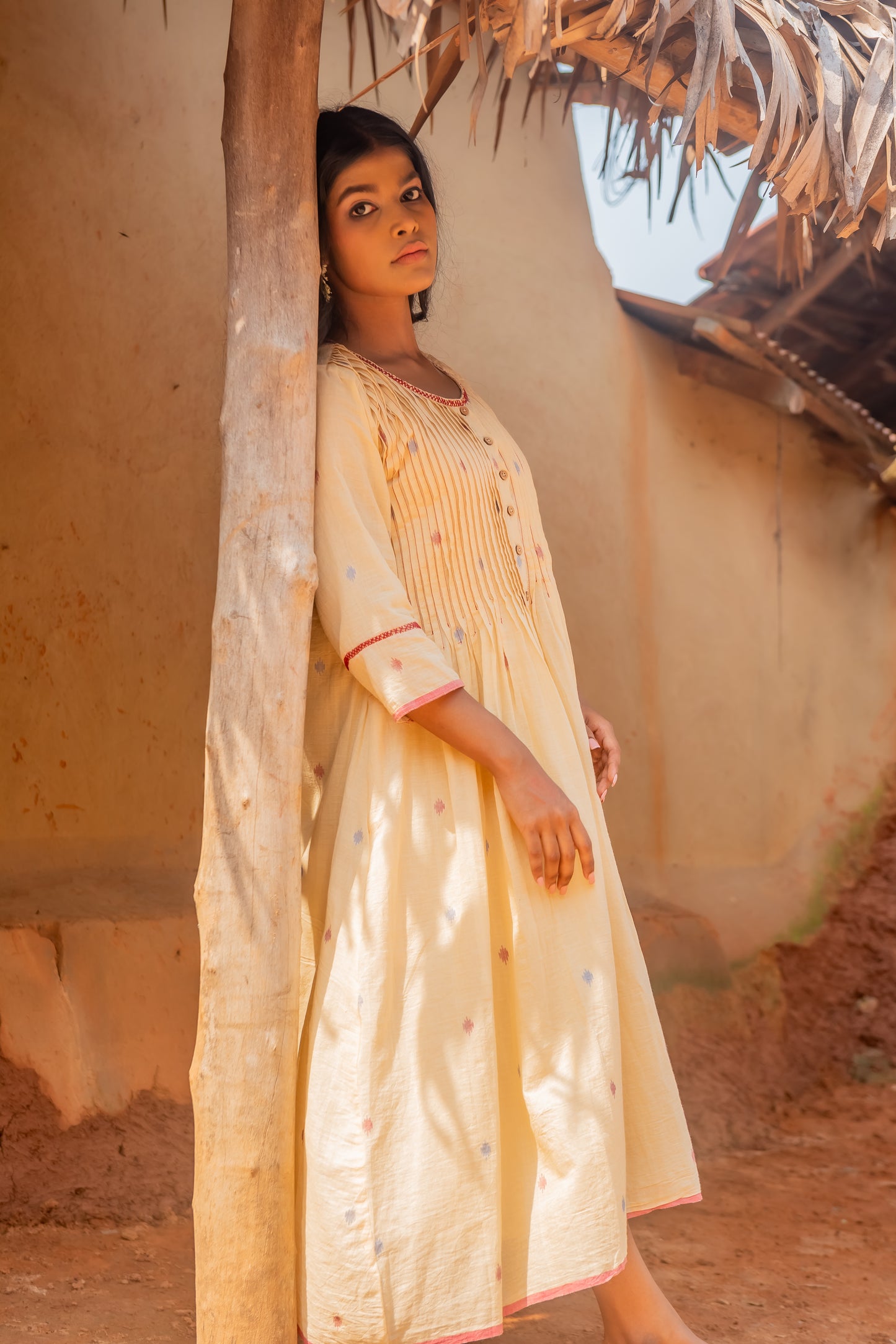 Champa Pleated Jamdani Dress