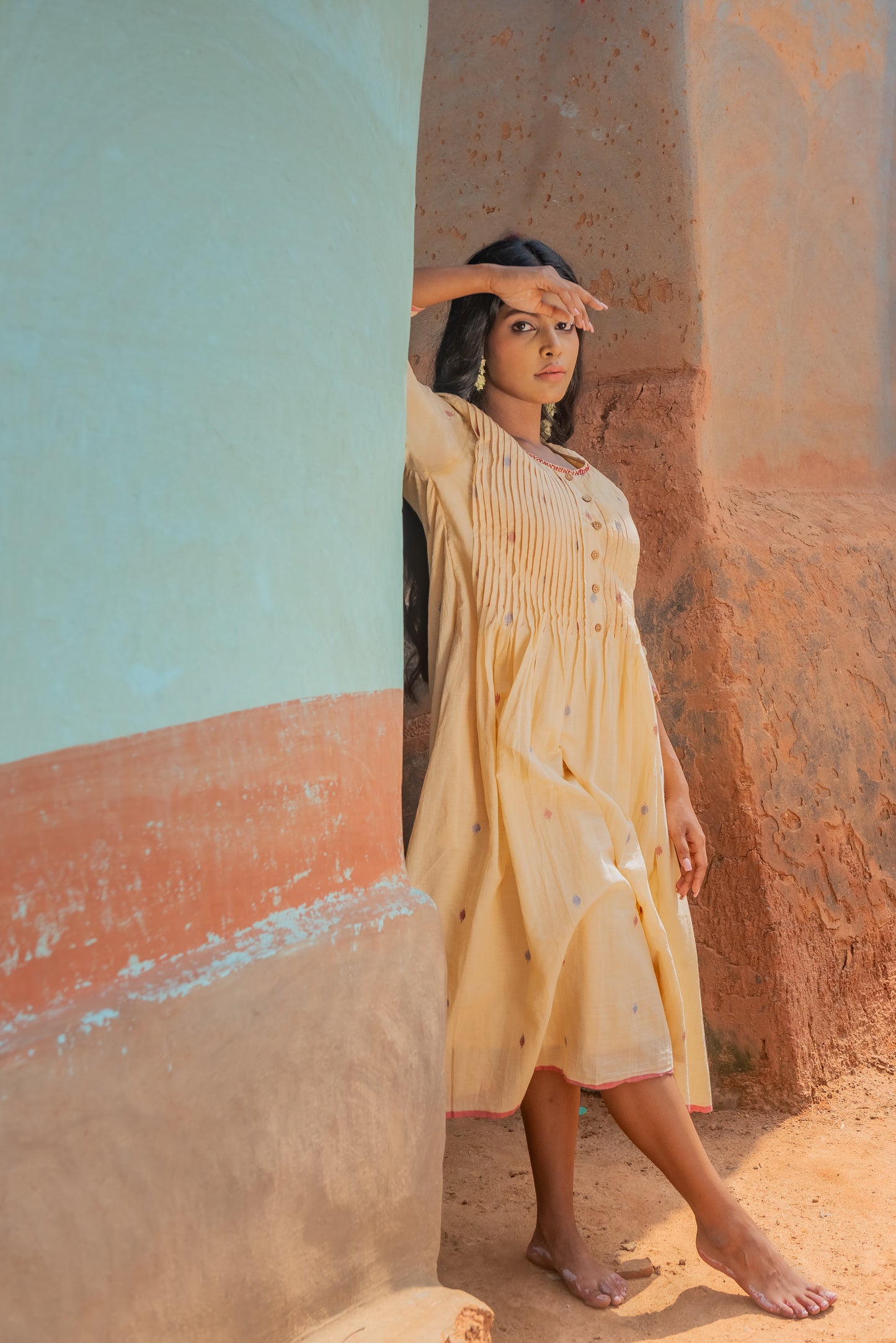 Champa Pleated Jamdani Dress