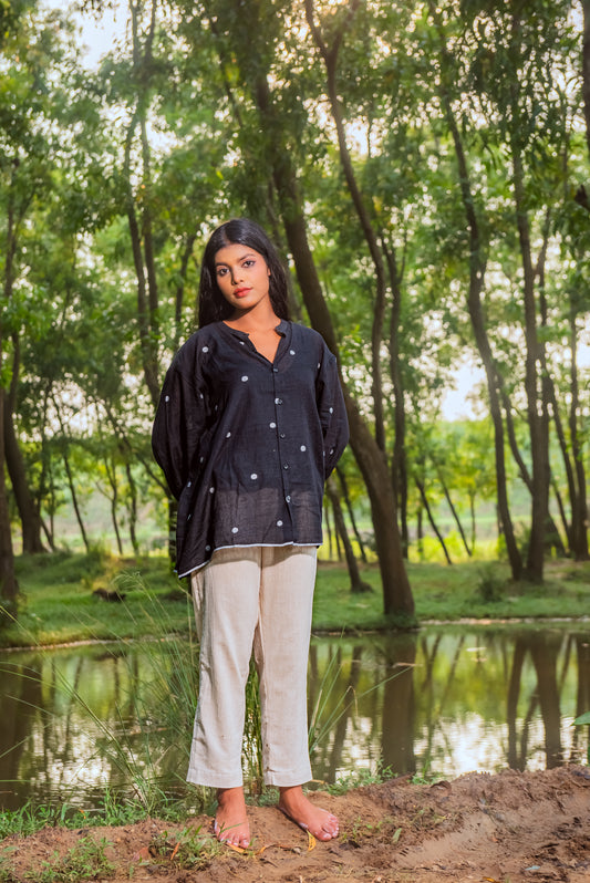 Black Jamdani Free Size shirt