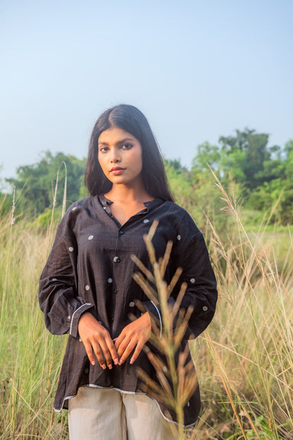 Black Jamdani Free Size shirt