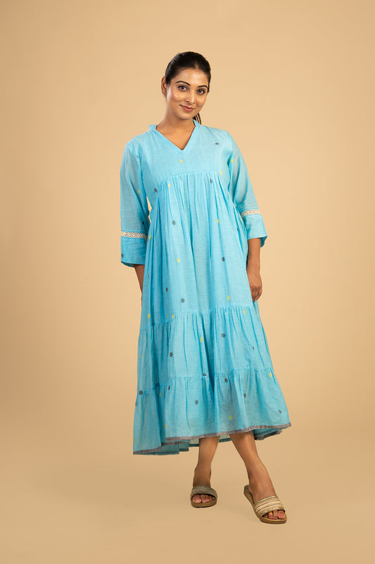 Powder Blue Polka Jamdani