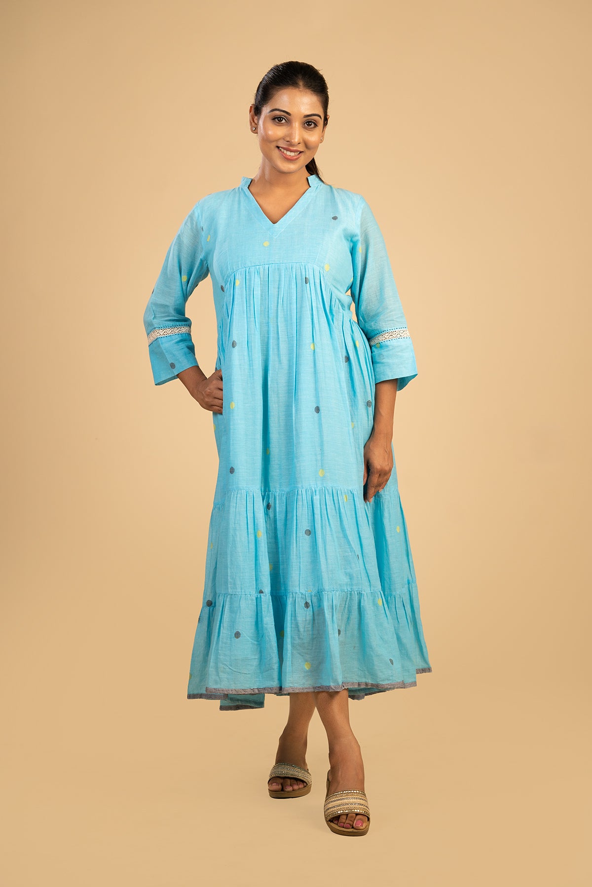 Powder Blue Polka Jamdani