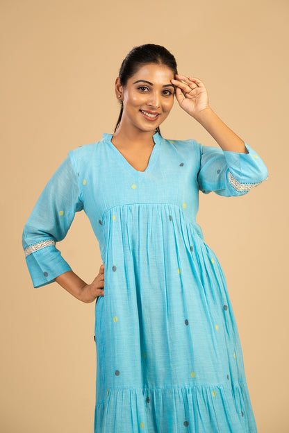 Powder Blue Polka Jamdani